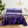 Purple Bedding Set Bed Sheet Linens Pillow Case Queen King Size Lanvender Butteryfly for Bedroom Soft Twin Full Single Double