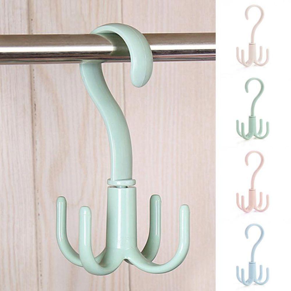 Storage Hook Cloth Rack Tie Holder Rotating Four-claw Hook Plastic Hanger Multifunction 4 Hook