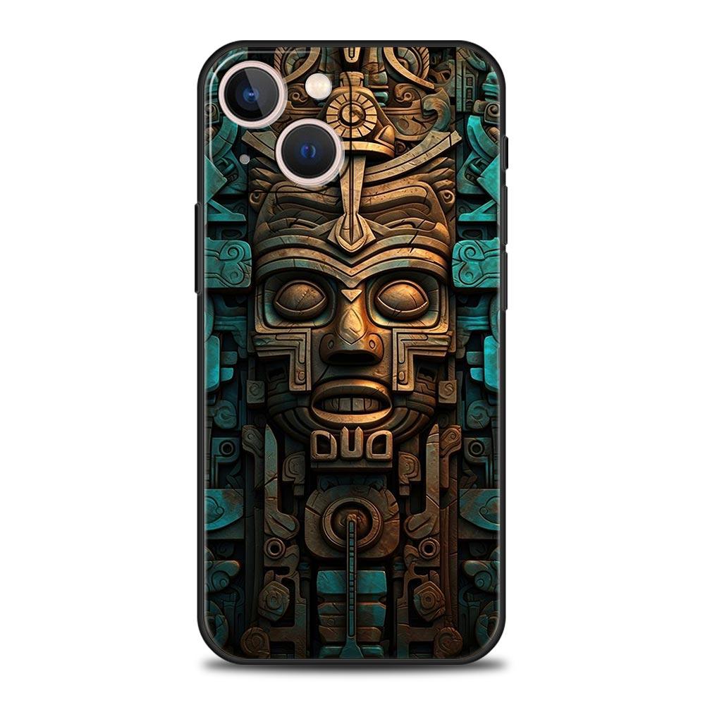 Vintage Totem Painting Phone Case Cover for iPhone 17 16 15 14 13 12 11 Pro Max 17 Air Plus Shockproof Soft TPU Shell Fundas Bag