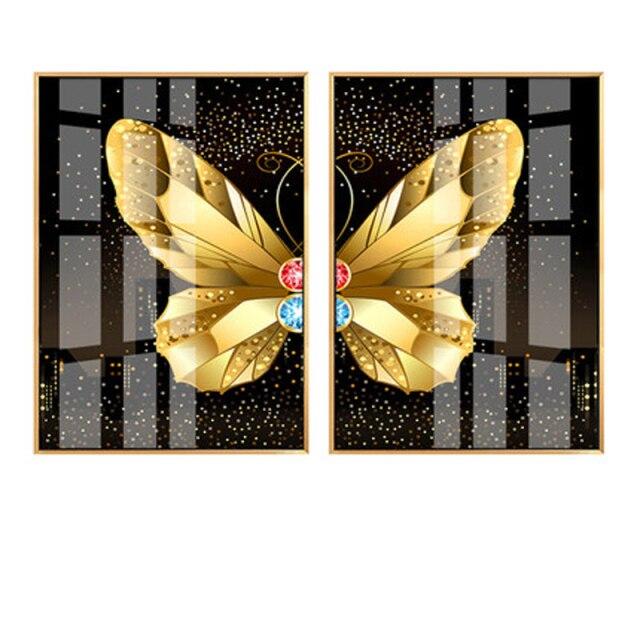 Яркий цвет крылья бабочки скандинавский скандинавский холст хлопок картина Золотая бабочка ретро комната декоративный настенный постер