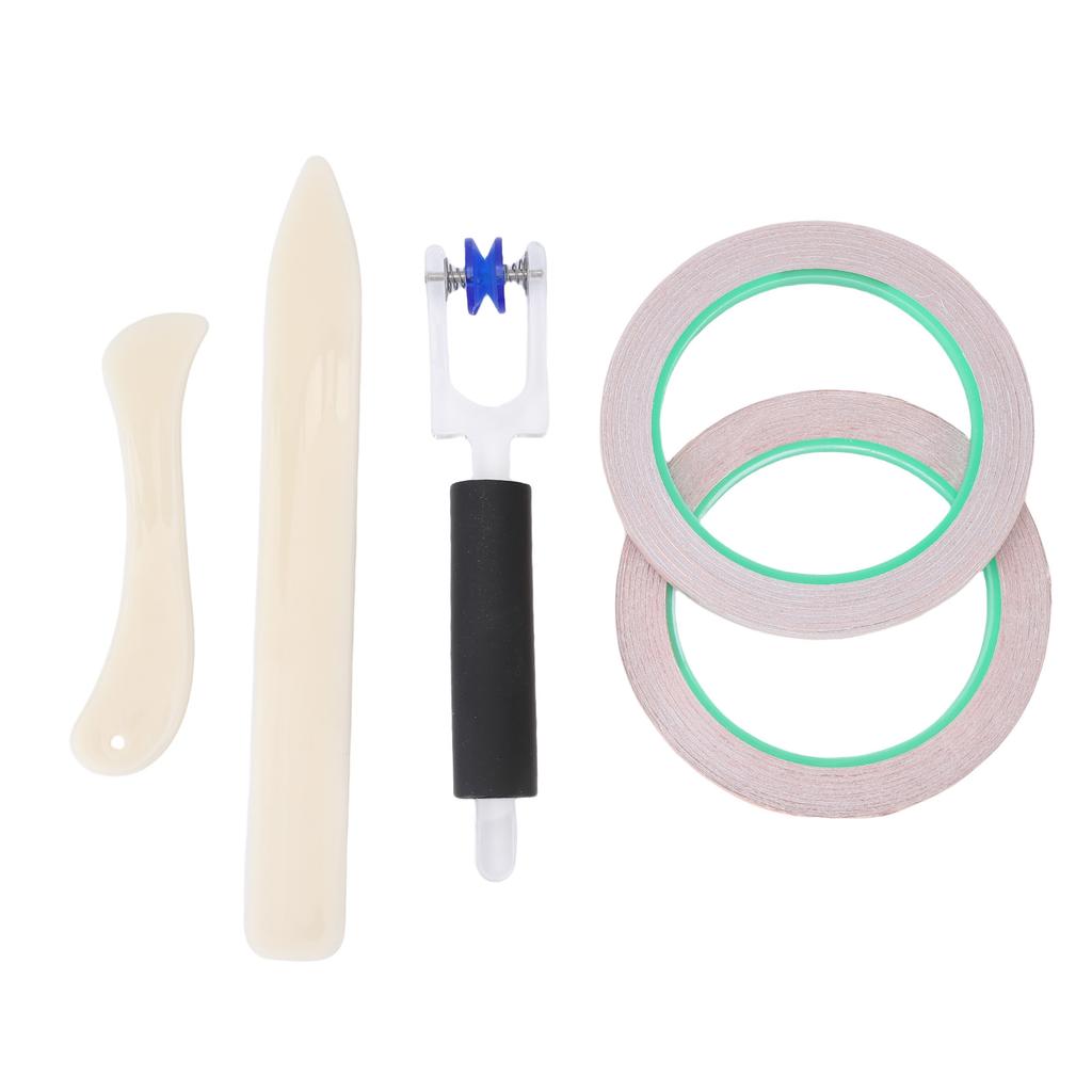 2 Rolls 5mm Backed Copper Foil Tape for Stained Glass Crafts with Scrapers 50m Length