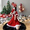 Christmas Party Dance Stage Dress Set Autumn Winter Cute Christmas Red Shawl Dress Women Sweet Plush Patchwork Drawstring