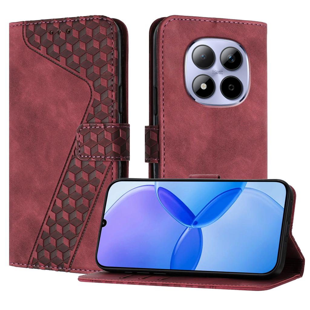 Для Xiaomi Redmi Note 15 Pro 5G Кожаный чехол-бумажник с узором в виде 7-ки, подставка, противоударная крышка для телефона