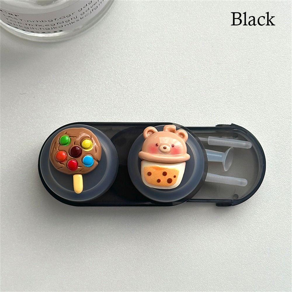 Plastics Contact Lens Case Cute Cartoon Eye Lenses Holder Simple Cosmetic Contact Lens Box Travel