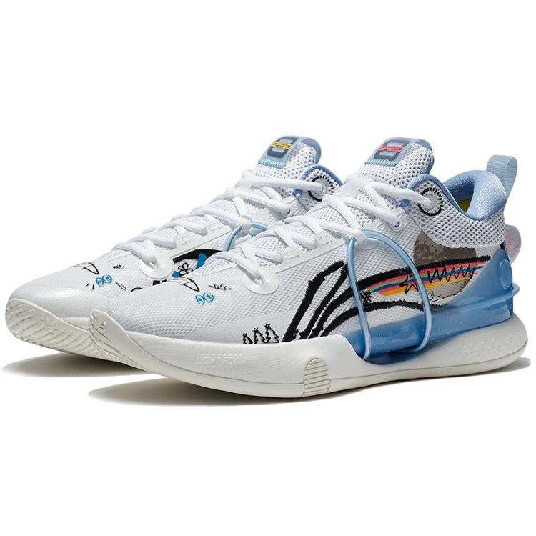 Li Ning Speed 8 Амортизирующие Нескользящие Износостойкие Низкие Баскетбольные Кроссовки Мужские Бело-Синие ABAT119-4