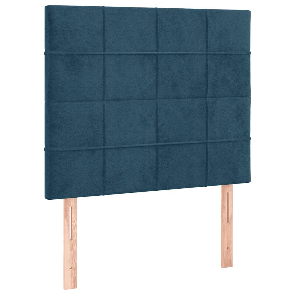 Box Spring Bed with Mattress Dark Blue 100x200 cm Velvet