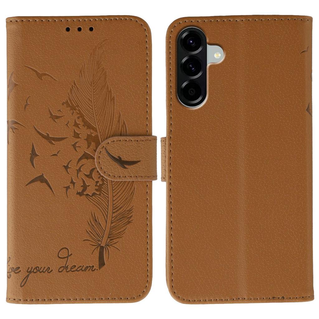 For Samsung Galaxy A56 5G Case Feather Imprint PU Leather Wallet Phone Cover