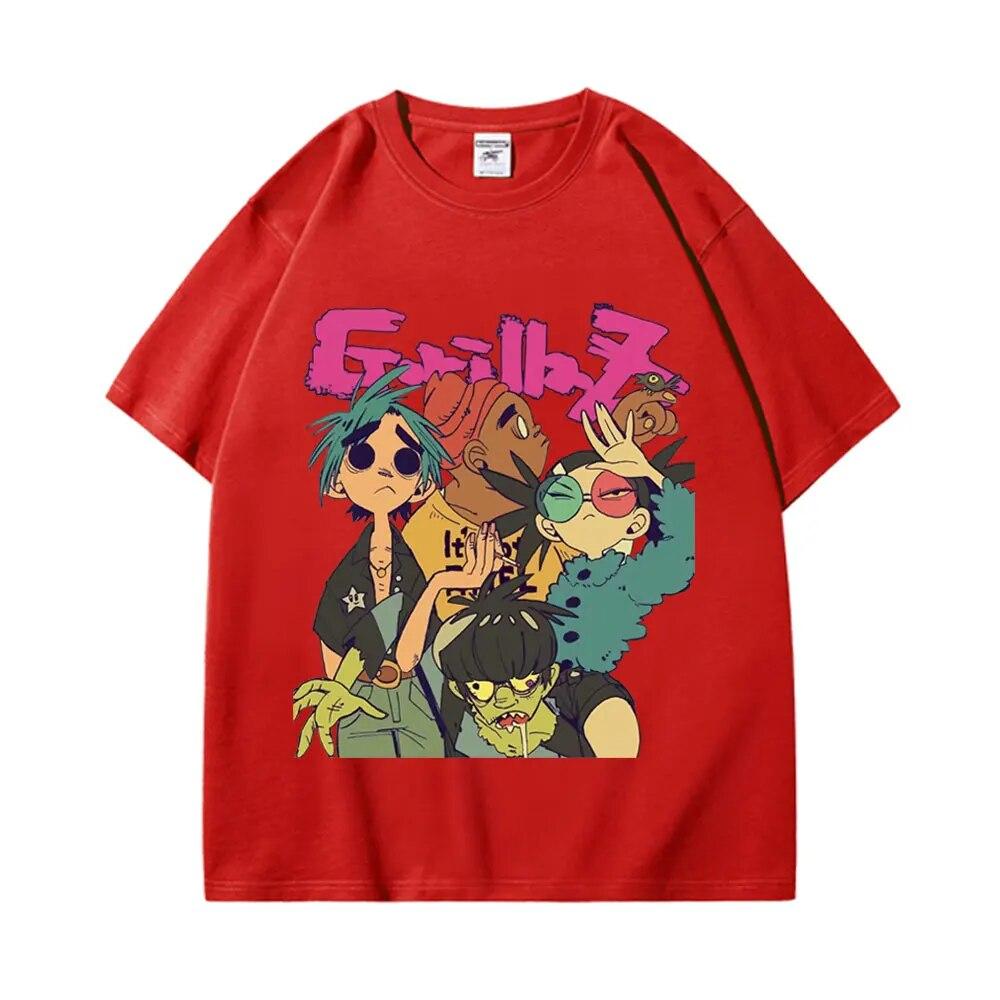 Trend Band Gorillaz Футболки с принтом Унисекс Женские модные футболки большого размера в готическом стиле в стиле хип-хоп Футболка с коротким рукавом