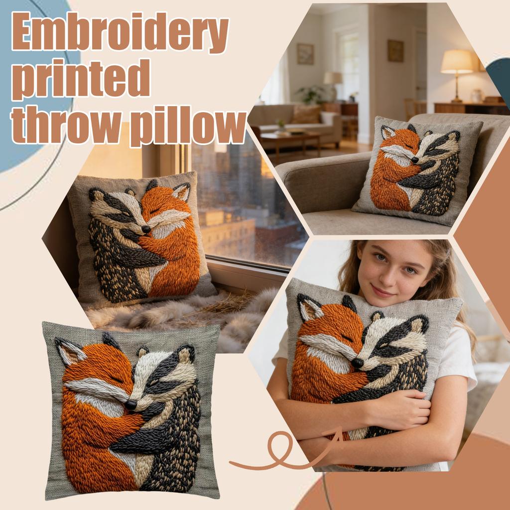 Single-sided Imitation Embroidery Printed Pillowcase With A Two- Design, Perfect For Home And Living Room Decoration.