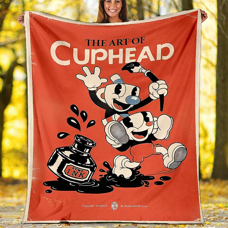 Cuphead printed throw blanket—lightweight,soft,warm;versatile blanket for all seasons—perfect as &air-conditioning throw,nap blanket