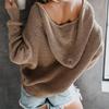 Women S Hooded Zip Up Loose Fit Irregular Sweater