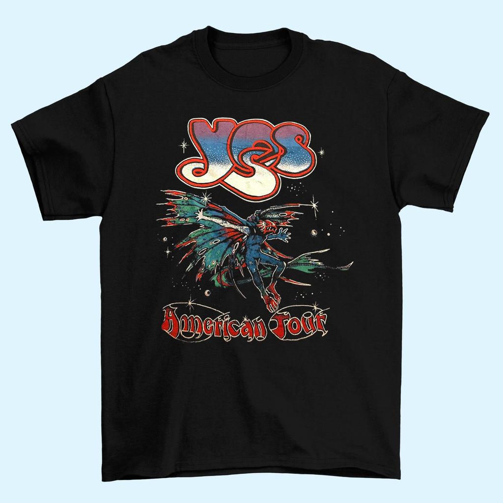 Men's and Women's T-shirts YES Band American Tour Shirt Black Short Sleeve All Size Unisex S-5XL