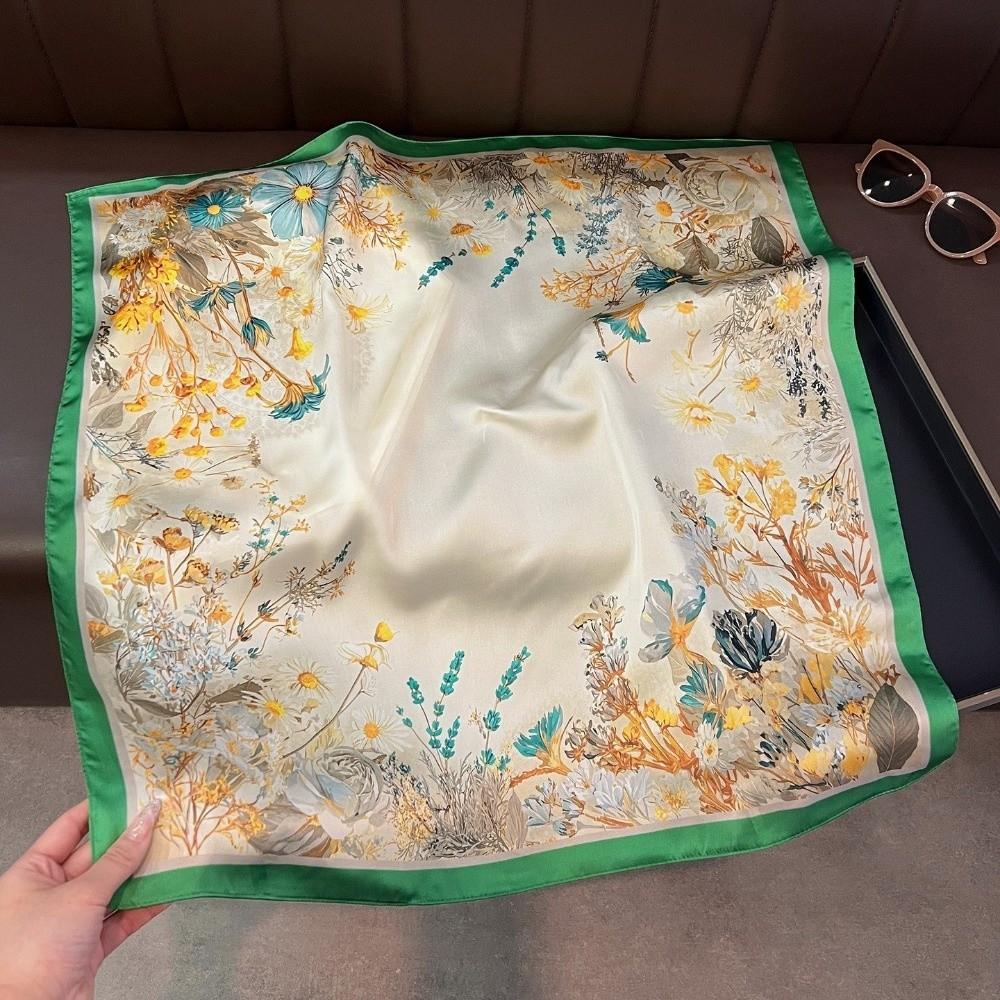 Soft Head Scarf Silk Hijab Foulard Luxury Square Scarf Women Female