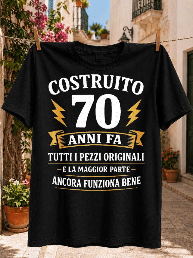 Built 70 Years Ago Italian All Original Parts and Most Still Work Vintage Lightning Birthday Quote Unisex All TShirt