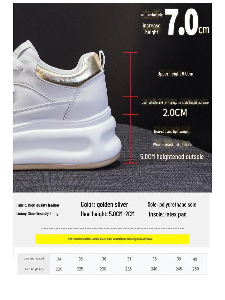 Весна 2025 Белые кожаные кеды на платформе – Повседневные женские туфли на танкетке