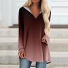 Women's V-neck Hooded Loose Long-sleeved Tops Casual Tops Home Leisure Pajamas Tops