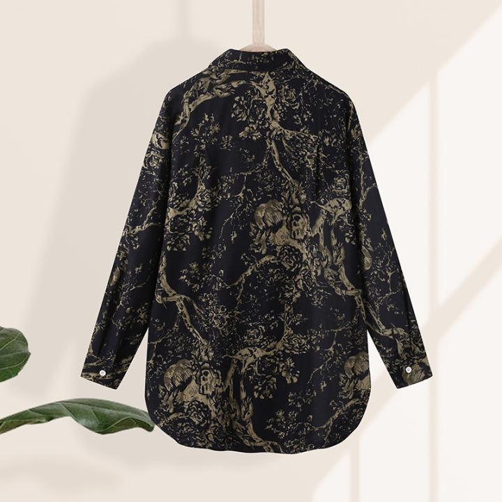 Женская блузка с v-образным вырезом и рукавом 3/4, летние хлопковые рубашки в стиле ретро с цветочным принтом