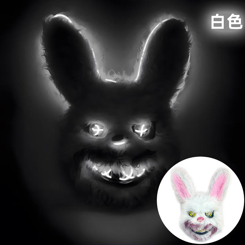 Halloween Luminous Animal Mask Horror Bloody Rabbit Bear Decoration Prop Simulation Fur Mask Role Playing Costume Party Decorati