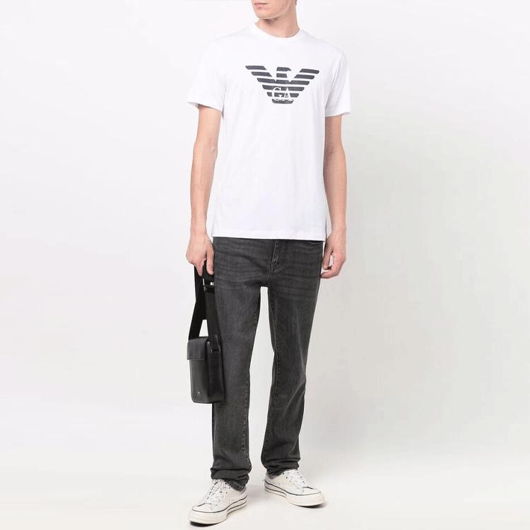 Emporio Armani Мужская футболка с принтом логотипа-буквы, короткий рукав, топ Белый 1JPZZ-8N1TN5-0147