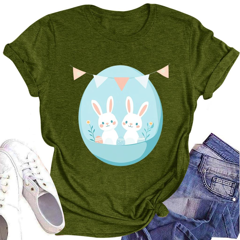 Women's Printed Round Neck Short-sleeved T-shirt Top