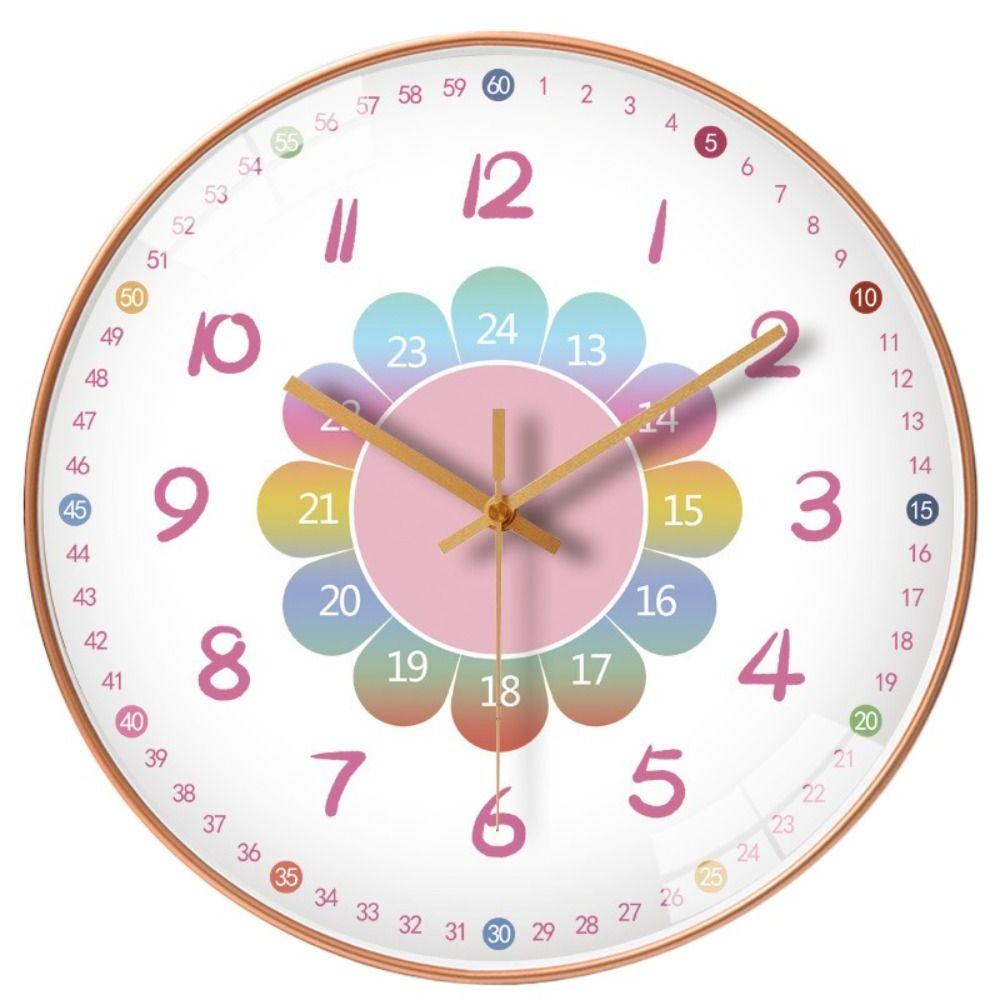 Silent Learning Clock Punch-free Electronic Color Clock Large Dial Wall Clock  Gift