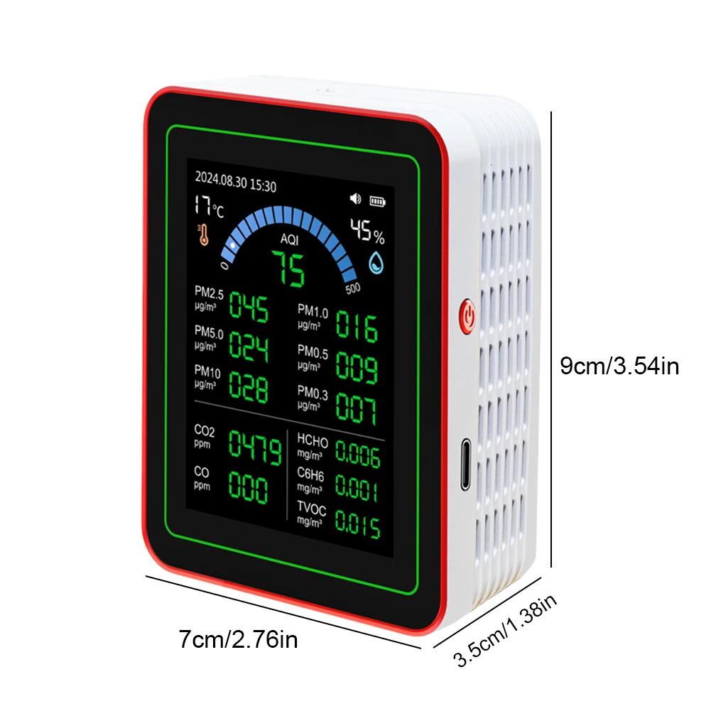18 In 1 Professional Air Quality Detector Sensors Detect CO2 PM2.5/PM10 HCHO TVOC Portable Air Quality Tester for Home & Office