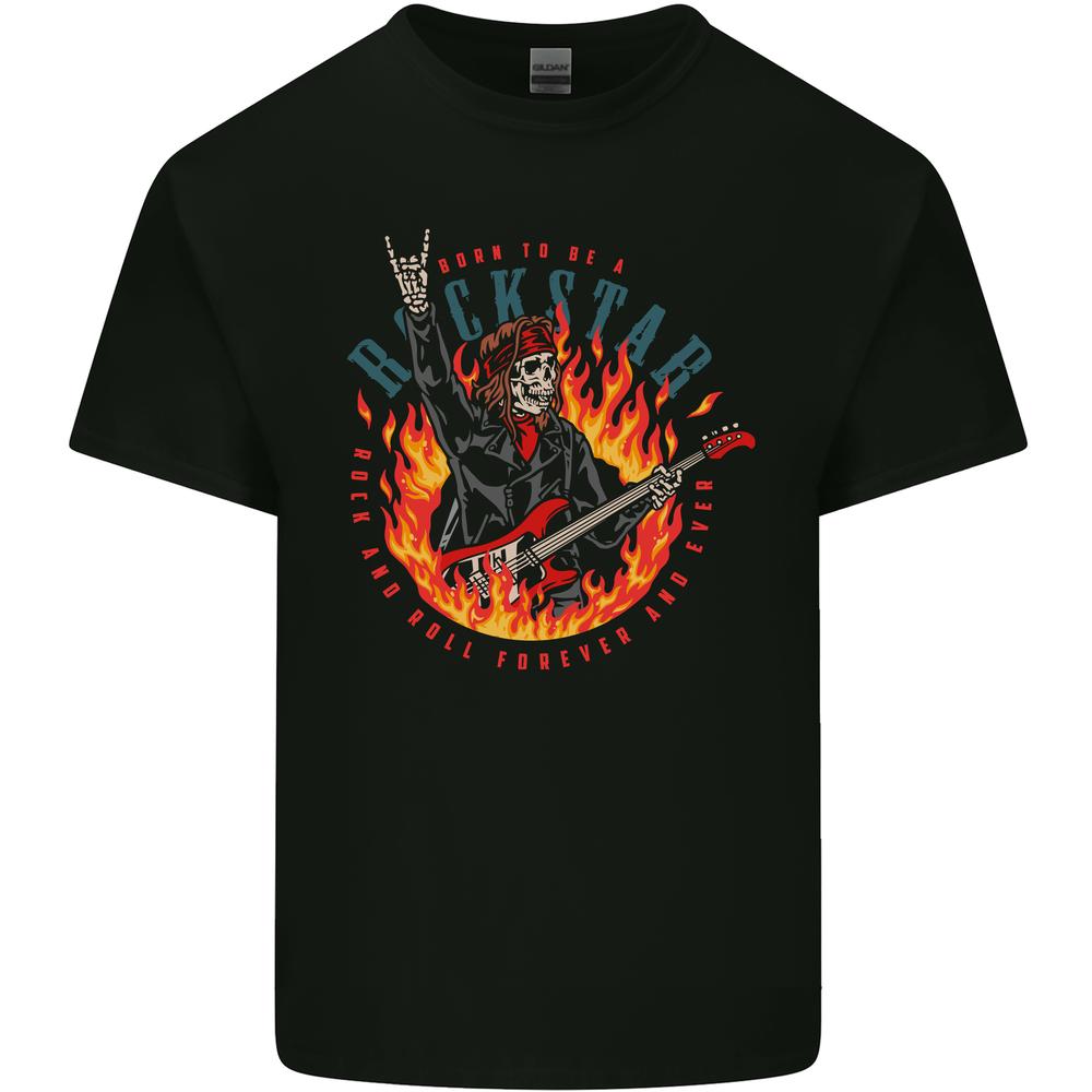 26 Born to Be a Rock Star Guitar Skull n Roll Mens Cotton T-Shirt Tee Top Unisex T-Shirt