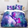 Cute Couple Of Pony Duvet Cover Set 3D Unicorn Pony Horse Polyester Quilt Cover With Pillow Shams For Kids Adults Bedding Set