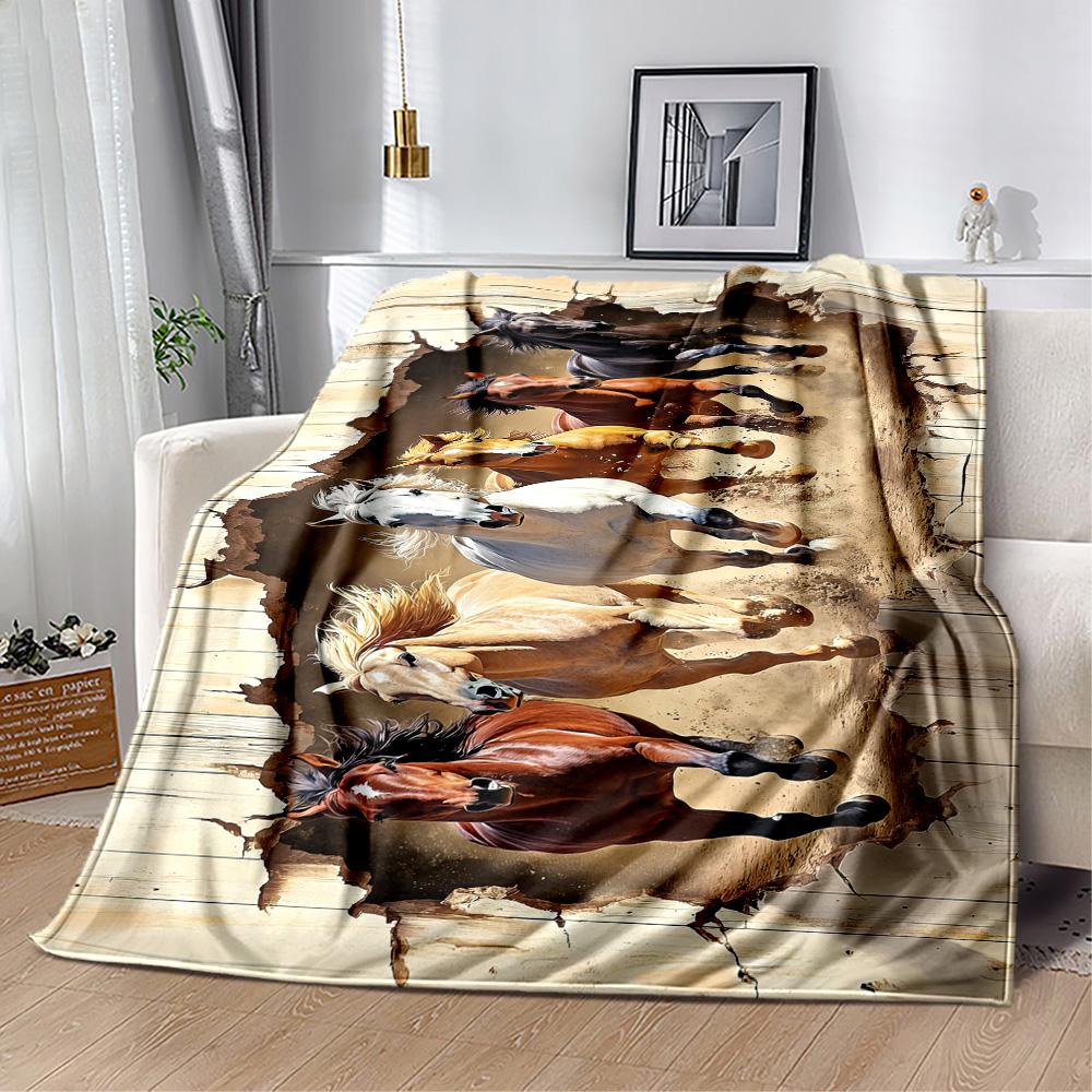 Horse Blanket Durable Comfort Great for Livingroom Couch Picnics for All Occasions Playful Design Suitable for Gifting Relatives and Friends