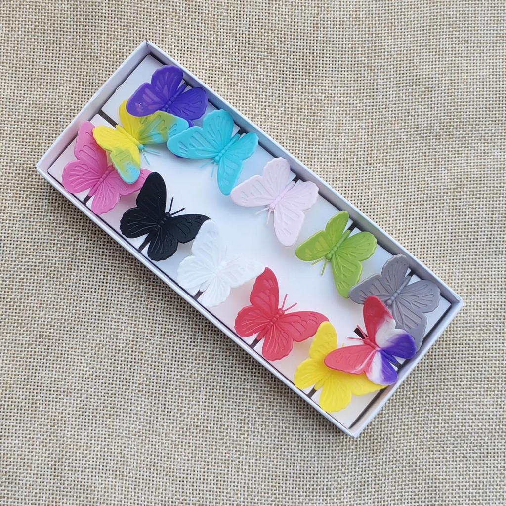 12pcs Butterfly Wine Glass Markers Silicone Wine Charms for Stem Glass 3D Drink Markers Identifiers Drink Tag