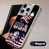 США Америка Флаг Посеребрение Magsafe Чехол для Мобильного Телефона для iPhone 17 16 15 14 13 12 11 Air Pro Max Plus Цветной Чехол