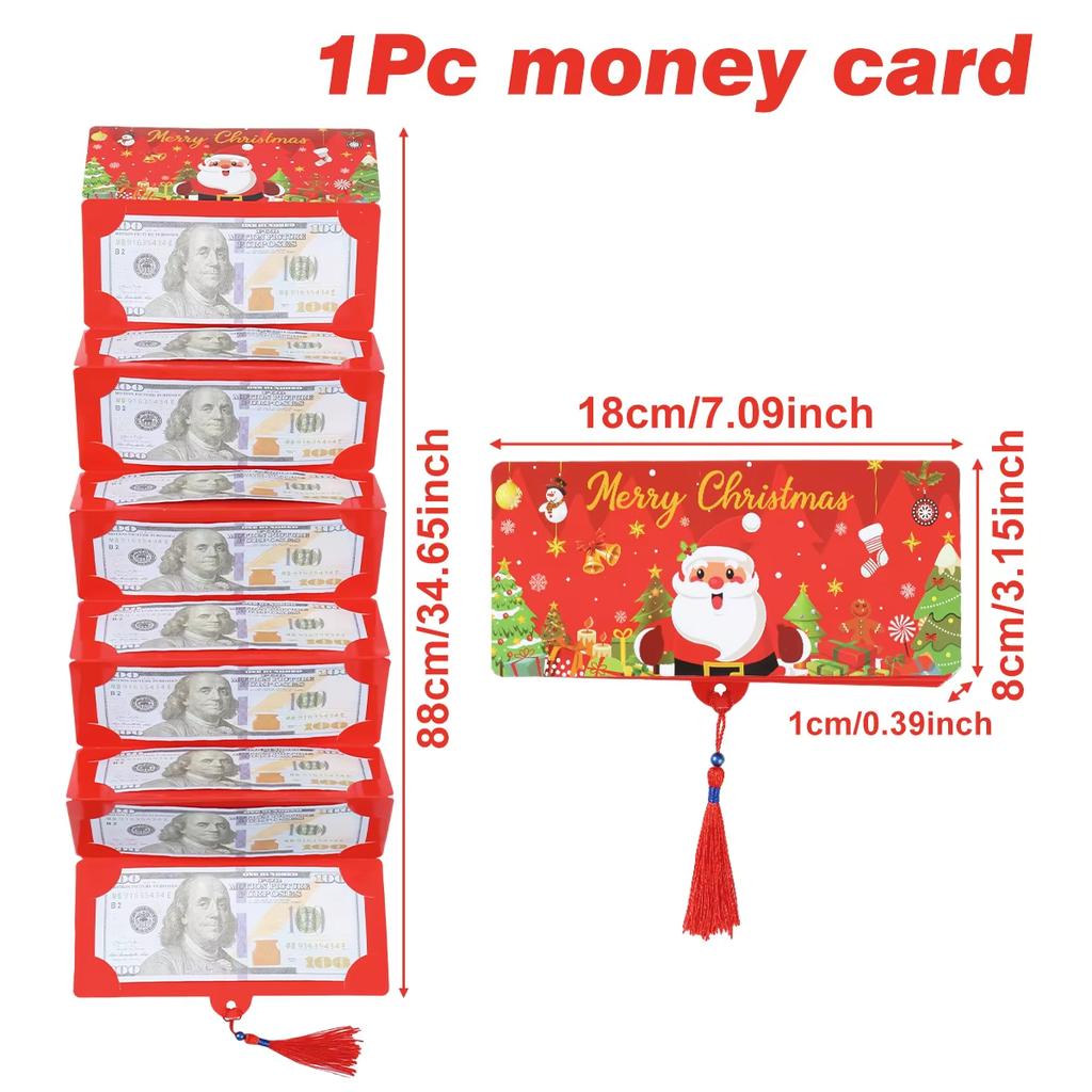 1pcs Christmas Money Holder Wallet Greeting Card Folding Cash Holder Red Envelope For New Year Thanksgiving Gift Party Money Box