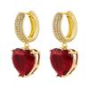 ZHUKOU Heart drop earrings for women exquisite Big water drop charms small hoop earrings fashion Jewelry VE919