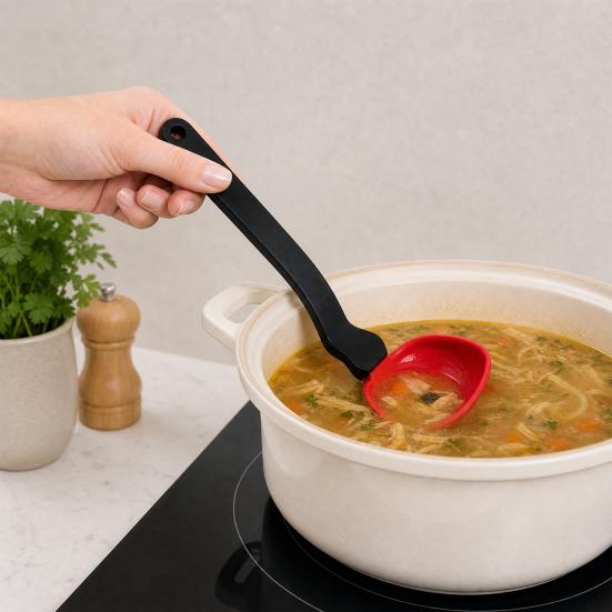 Silicone Cooking Spoon, Heat Resistant Folding Flat Spoon, Space Saving Cooking Spoon, Heat Resistant Kitchen Utensil for Baking