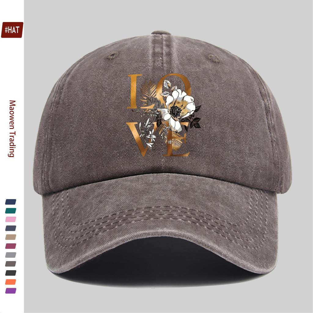 pc pcs Adjustable Trucker Baseball Cap with LOVE Print Watercolor Floral Design Lightweight Suitable for Men Women Mult
