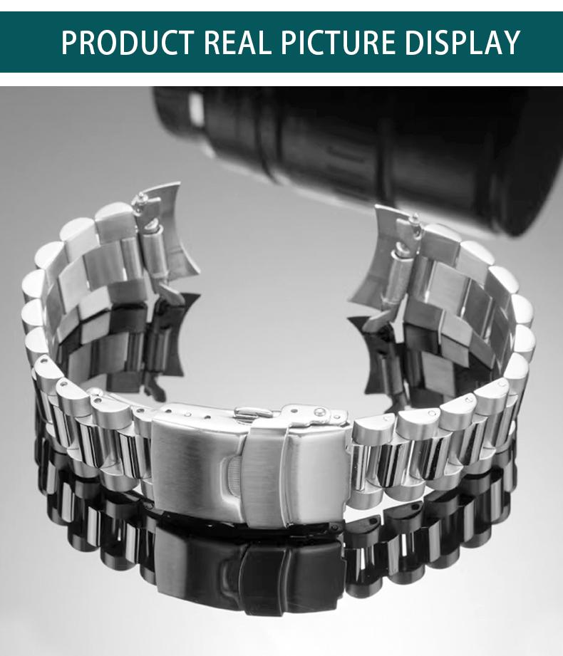 Прочный ремешок для часов из нержавеющей стали для серии Seiko SKX013 SKX015 Изогнутый конец Модификация цепочки для часов Ремешок 20 мм Складная пряжка