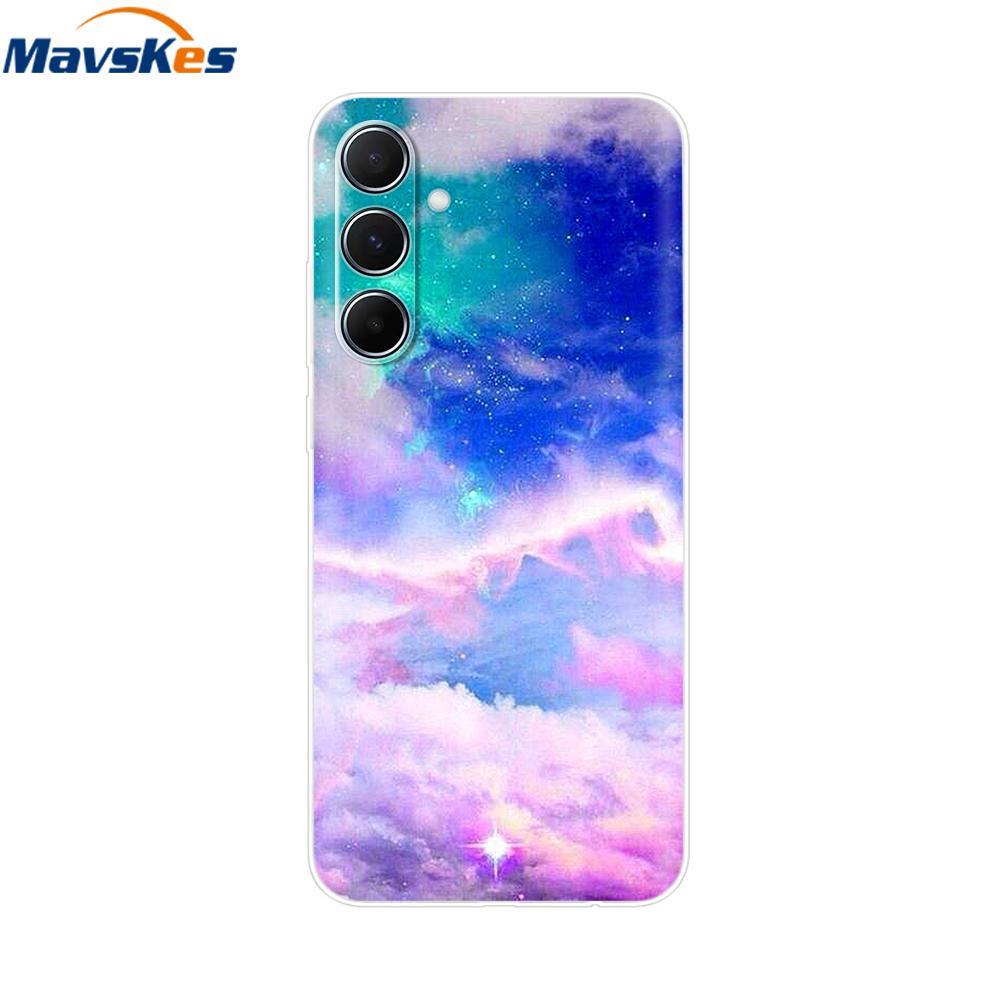 Чехол для Samsung Galaxy M35 5G Милый Кот Цветок Расписные Чехлы для Телефона Для Samsung M35 Чехол M 35 SM-M356B Силиконовый Прозрачный ТПУ Fundas