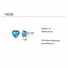 Sterling Tone Love Heart Women Ear Studs High End Female Crystal Stone Blue Cubic Zircon Stud Earrings Nuptial Wedding Occasion Celebration