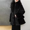 Women's Faux Fur Coats Winter Faux Fox Fur Collar Coat Plus Size Mid-length Slim Fit Fur Coat