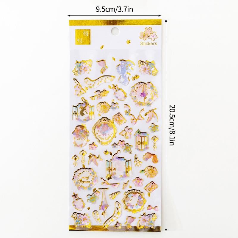 Crystal Drops Glue Stickers 3D Relief Golden Butterfly Sticker Diy Scrapbook Diary Mobile Phone Case Paster Decals Stickers