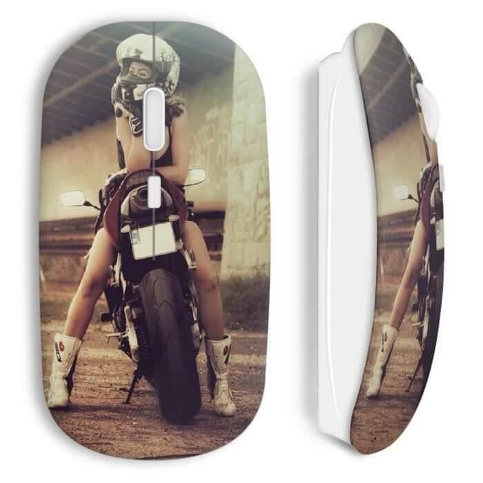 Souris sans fil - Moto - Sexy Girl - Blanc - WiFi - Compatible Mac et PC