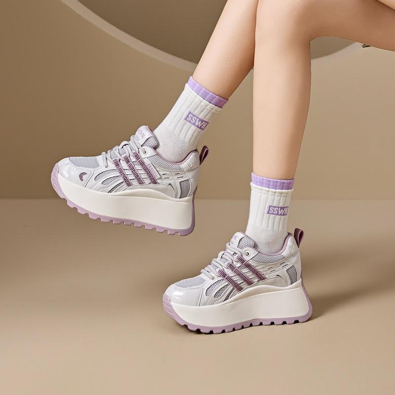 Thick-soled heightening shoes women's 2026 spring and summer new casual shoes versatile Forrest Gump shoes rhinestone women's sports shoes