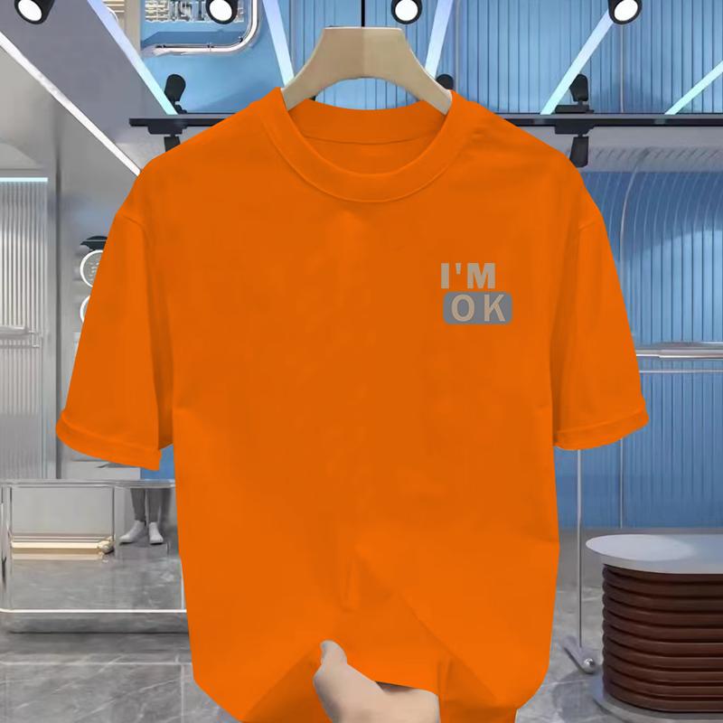 Men's T-shirt Summer Street Jumper T-shirt Men's and Women's Breathable Clothing Classic Letter-printed Cotton Short-sleeved Top