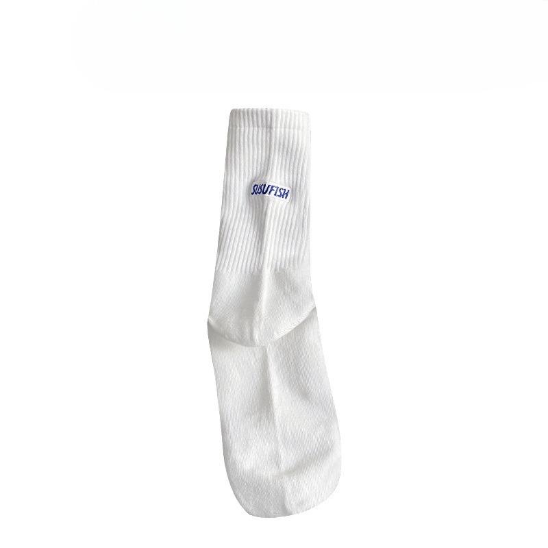 Men Spring Summer New Style All Purpose Color Embroidery Basketball Sports Tube Cotton Socks