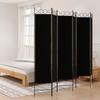 350161 vidaXL Room Divider 6 Panels Black 240x200 Cm Fabric