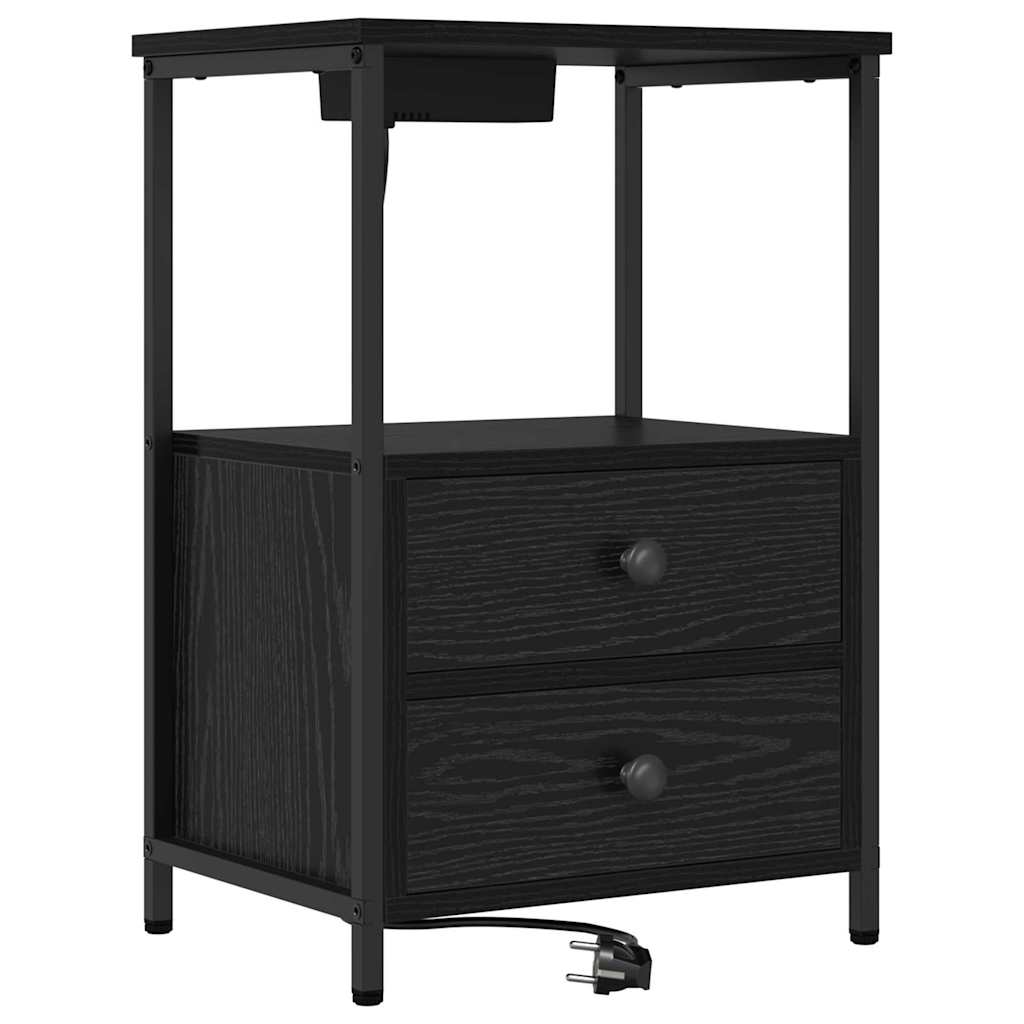 Nightstand Set of 2 Black Oak Effect 40 x 31 x 60 cm