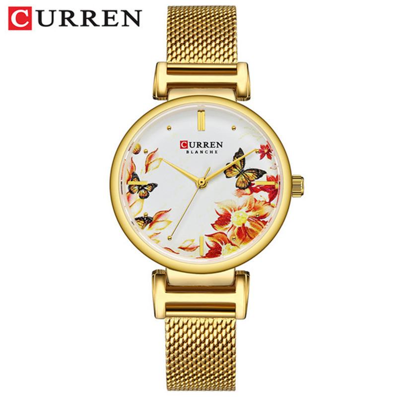CURREN New Top Ladies Watch Fashion Quartz Simple Printing Butterfly Watch