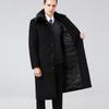 Lapel Men's Middle-aged and Elderly Knee-length Extended Wool Woolen Coat Removable Down Jacket Lining Real Fur Collar Coat
