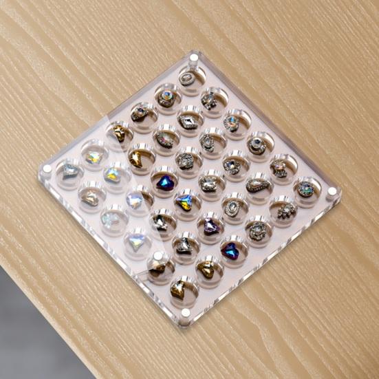 Подвеска для ногтей, коробка для хранения со стразами, с несколькими отделениями, прозрачная акриловая магнитная крышка, квадратная, прямоугольная, круглая, аксессуары для ювелирных изделий