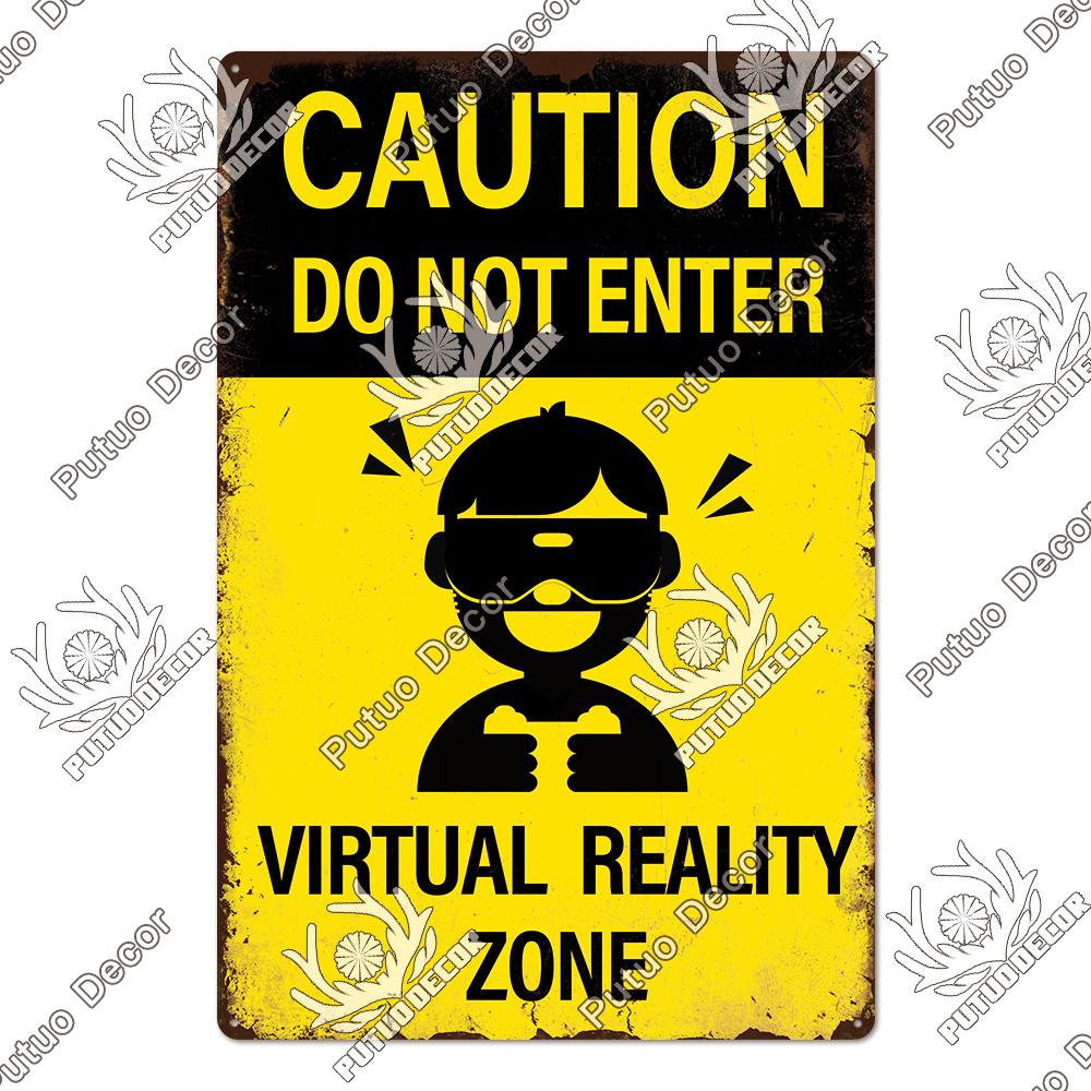 Putuo Decor Warning Vintage Metal Sign Plaque Metal Retro Tin Sign for Bar Club Park Backyard Home Man Cave Wall Decor